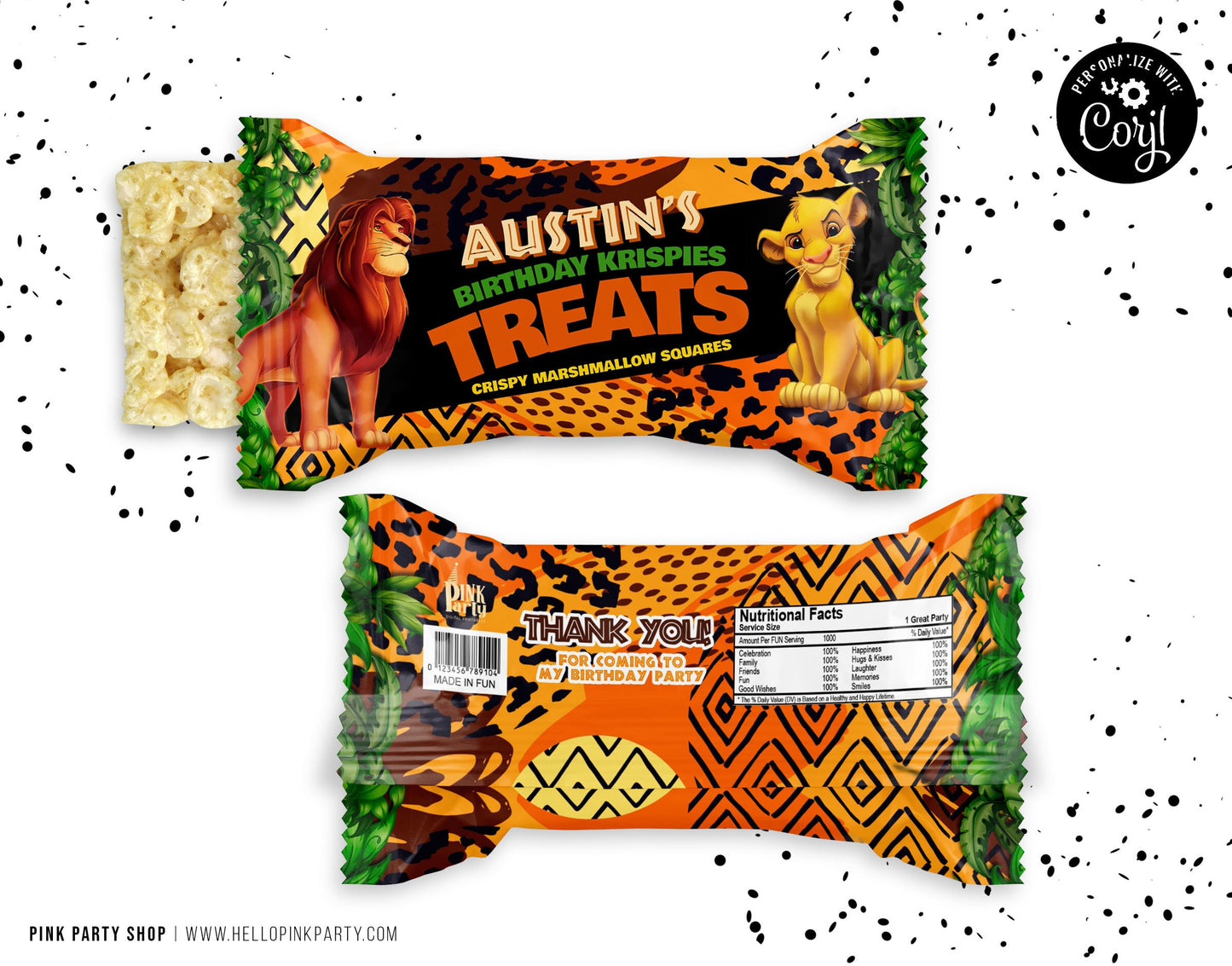 Kids Birthday candy bar wrapper, Printable templates, kids Birthday rice krispie labels, kids Editable wrapper labels, favor box wrapper