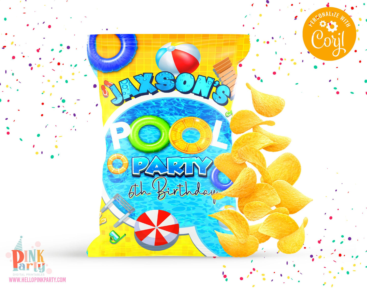 Kids Birthday Party Bundle Kit, Template Printable, kids Birthday chip bag, kids Editable labels, printable wrapper, editable favors