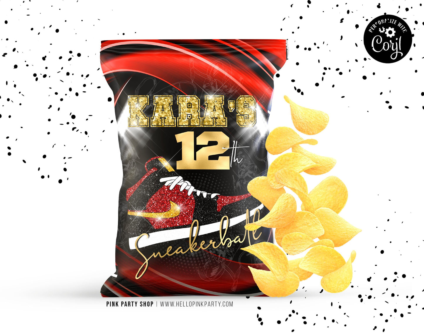Sneakers Chip Bag Editable printable template