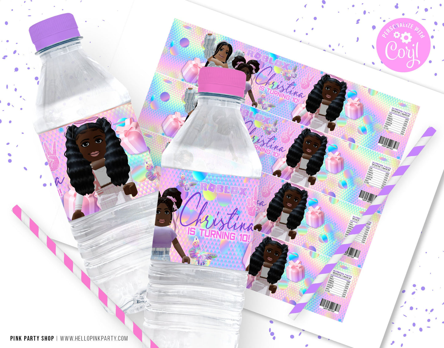 Roblox Girls editable printable water labels