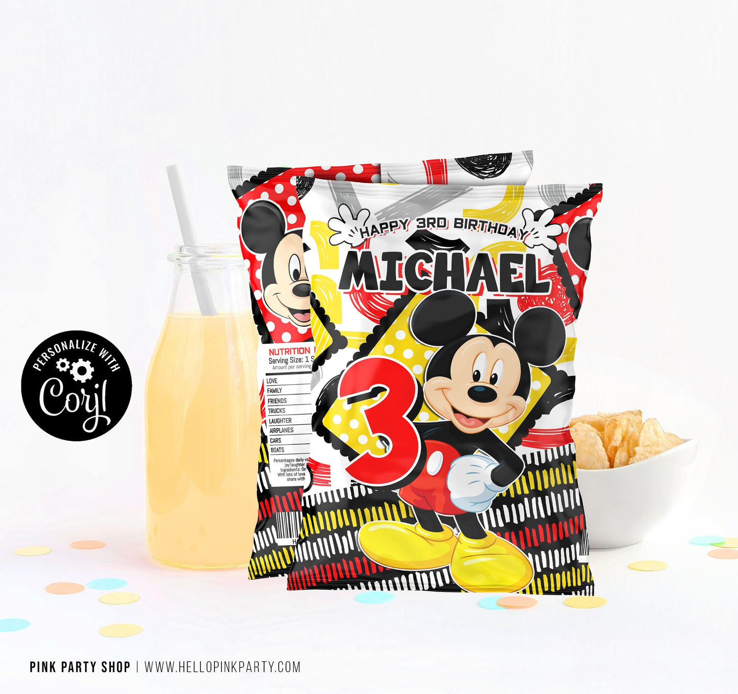 Kids Birthday chip bag, Template Printable, kids Birthday chip bag, kids Editable chip bag, Chip bag template, Potatoes wrapper, chips label