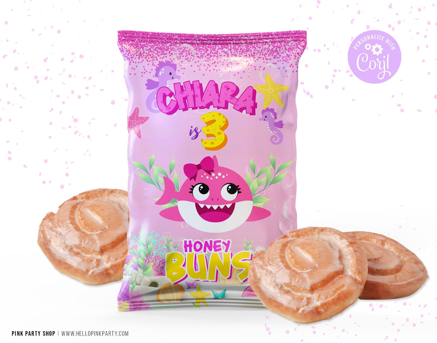 Editable Baby Shark Honey Bun wrapper