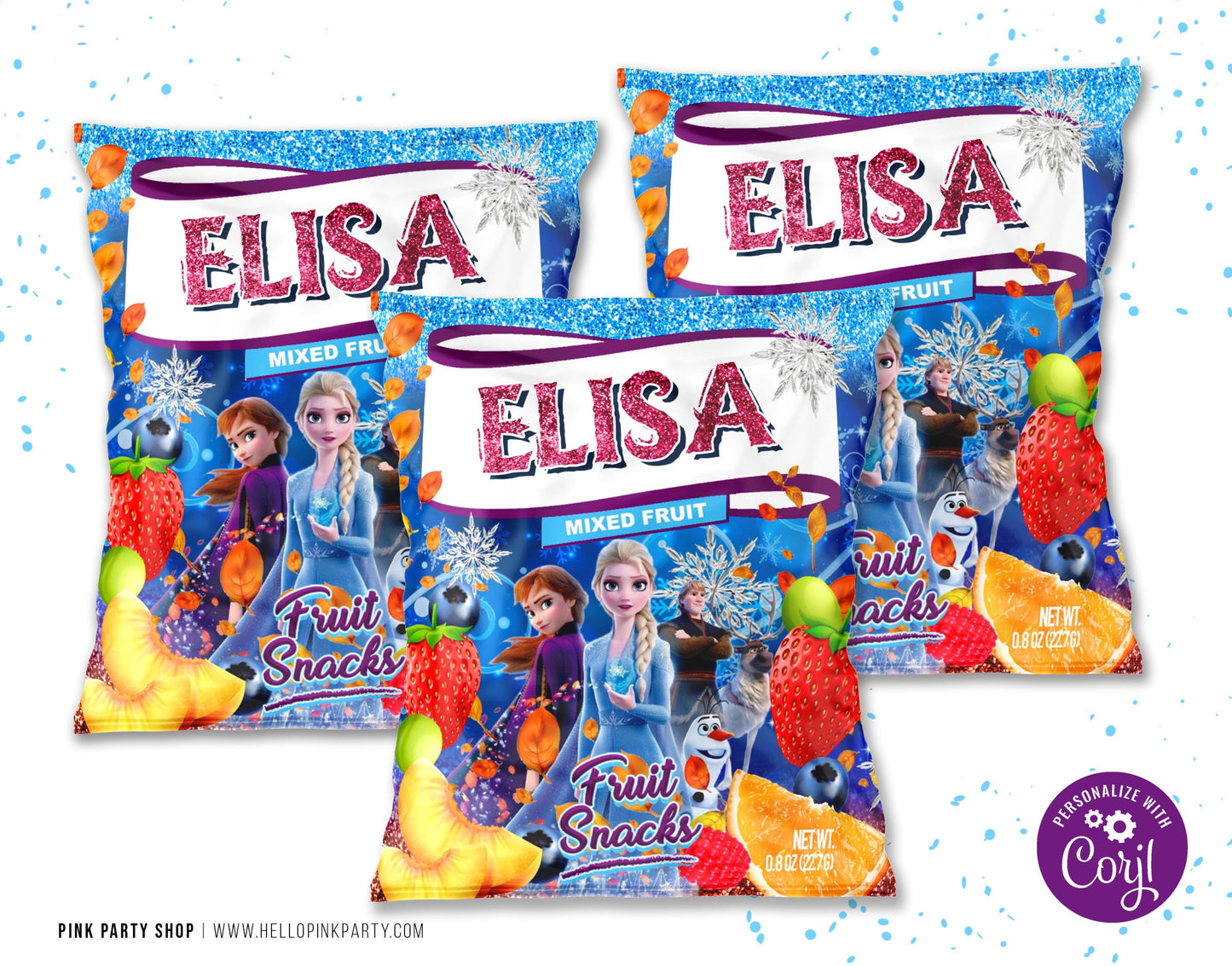 Editable Frozen Printable party Favor Bundle