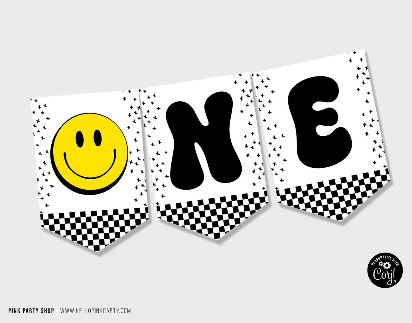 Editable ONE HAPPY DUDE Birthday Birthday Bundle, Smiley Face Birthday Party Package, Smile Face 1st Printable decorations Editable template