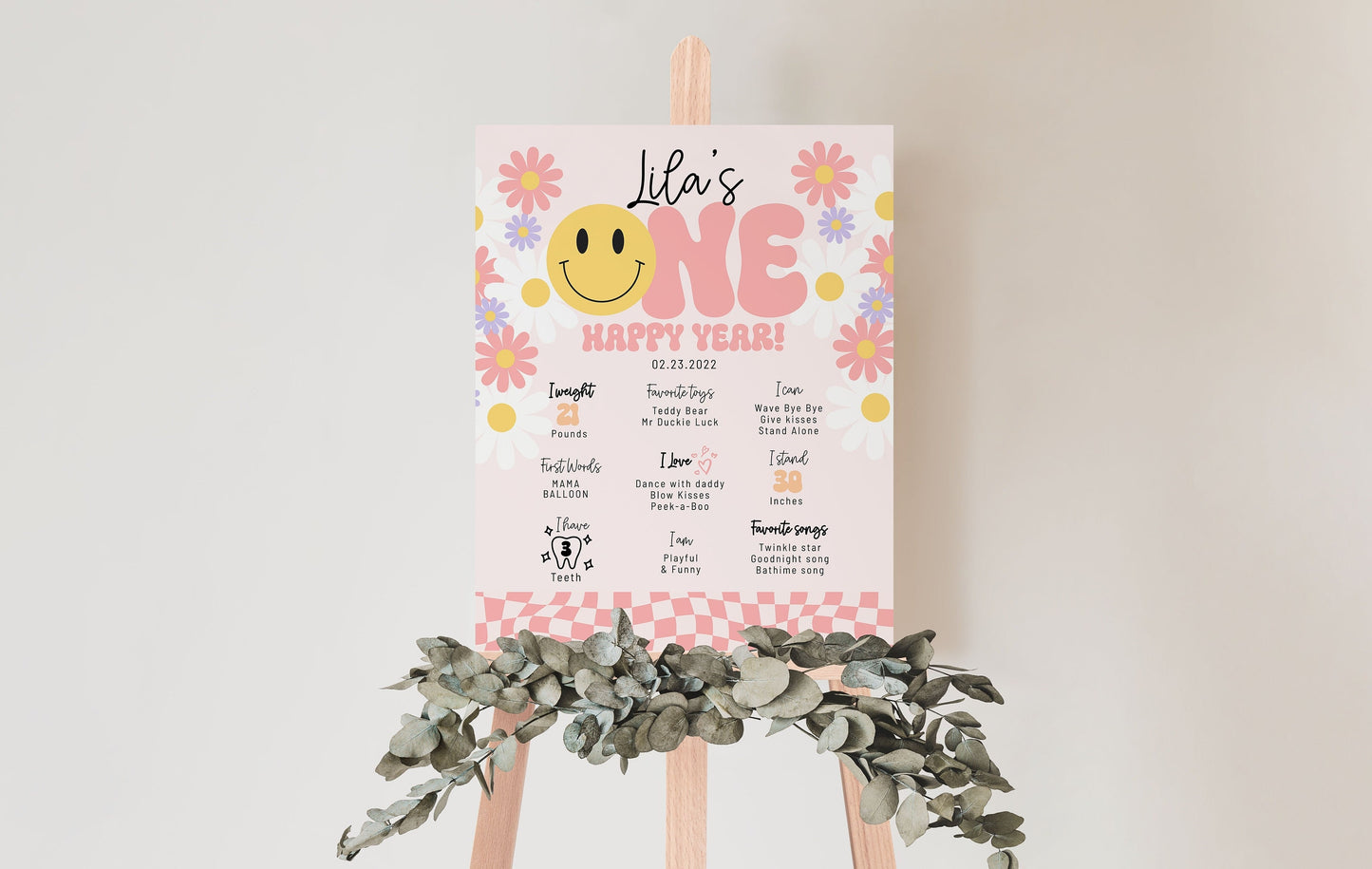 Editable Template ONE HAPPY BABE Milestone Board