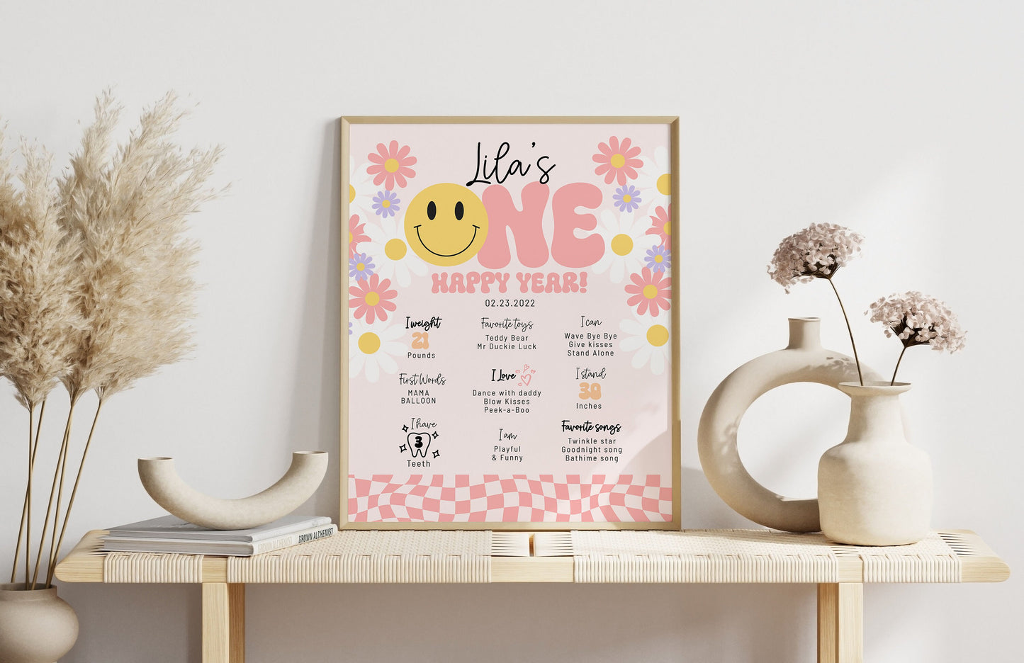 Editable Template ONE HAPPY BABE Milestone Board