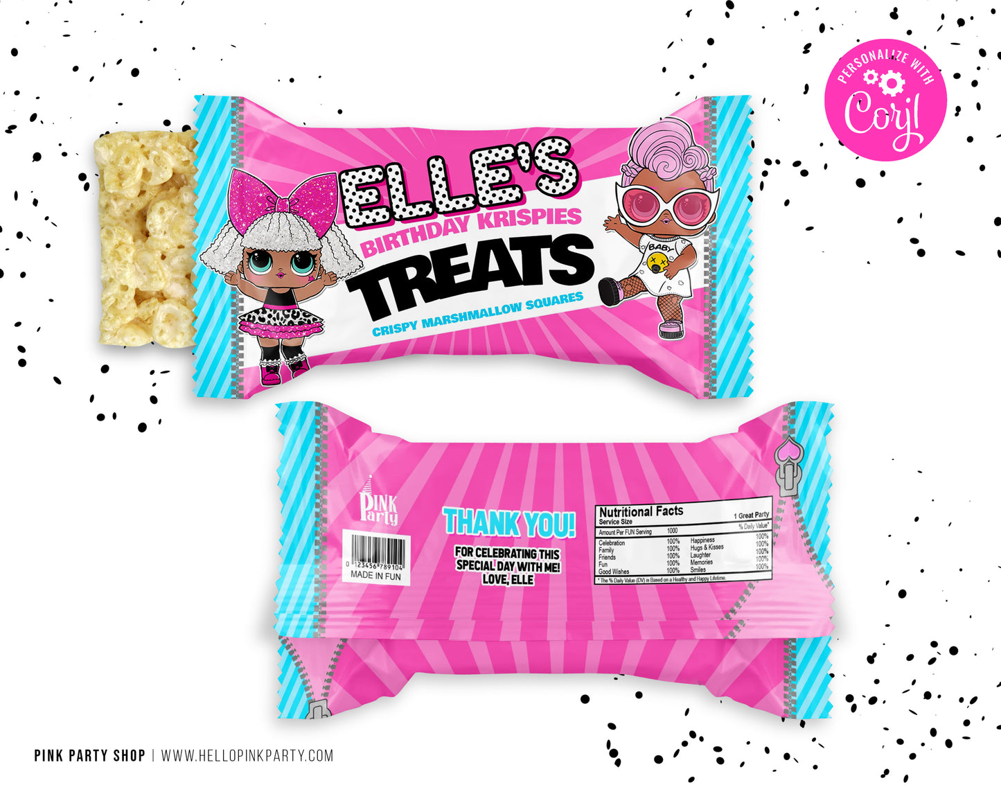 LOL SURPRISE RICE KRISPIE TREATS EDITABLE WRAPPER