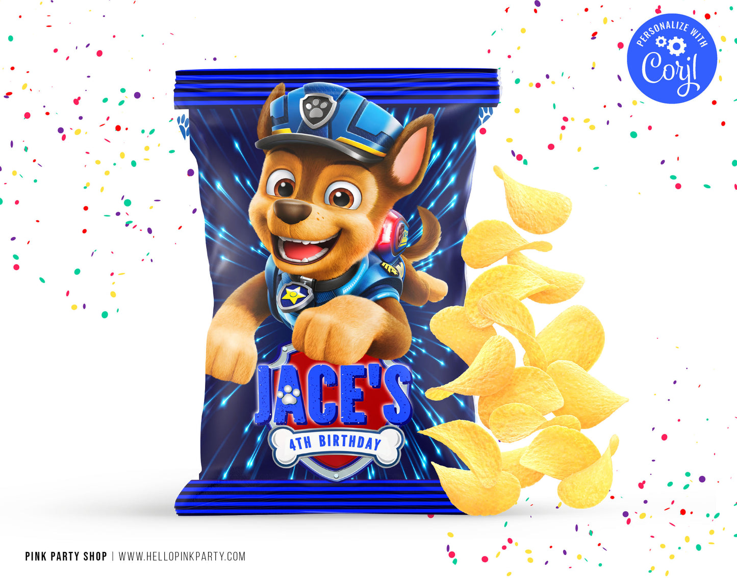PAW PATROL CHASE CHIP BAG WRAPPER DESIGN