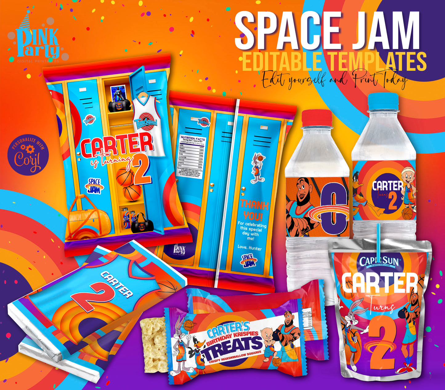 SPACE JAM EDITABLE PRINTABLE PARTY BUNDLE